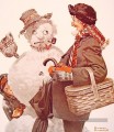grand père et bonhomme de neige 1919 Norman Rockwell